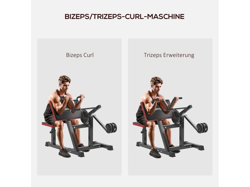  Banc de curl biceps triceps 105x95x80 cm 5 hauteurs de siège polyuréthane (pu) noir  - Conforama E