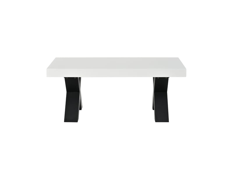  Table basse rectangulaire plateau blanc brillant pieds en x noir 100x50x40 cm N625P464137W - Conforama A