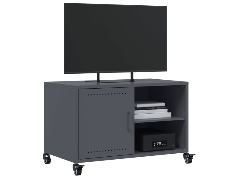  Meuble tv - banc tv - meuble de rangement anthracite 68x39x43,5 cm acier  - Conforama D