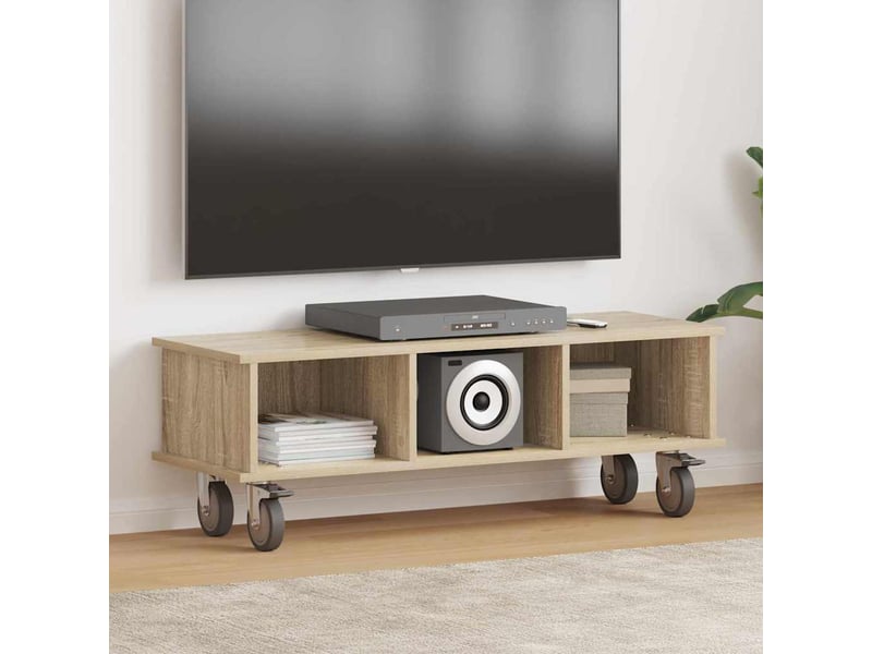  Meuble tv - banc tv - meuble de rangement 100 x 35 x 35 cm chêne sonoma bois d'ingénierie  - Conforama B