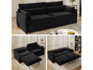 Canapé droit convertible OMNIGLINT TRADING LTD 3 places Tissu noir avec coffre de rangement
