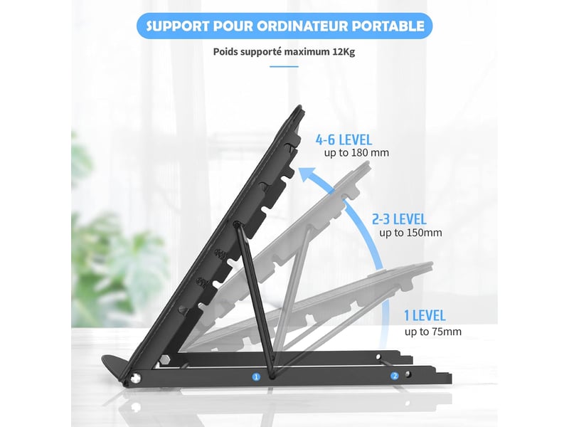 Support pc portable ventilé laptop stand réglable ergonomique - Conforama B