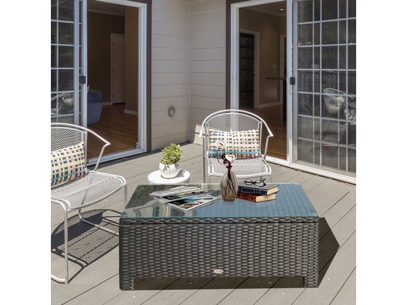  Table basse de jardin métal noir 85x50x39cm  - Conforama D