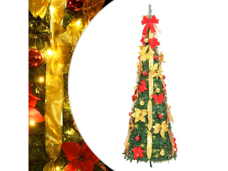 Sapin de noël artificiel, arbre de noël escamotable 50 led vert 120 cm shl3182 - Conforama B