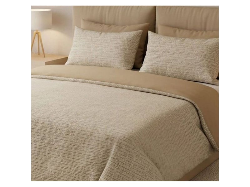  Housse de couette king size en coton renforcé moutarde 240x220 cm avec 2 taies 60x60 cm 129CTN64770 - Conforama D
