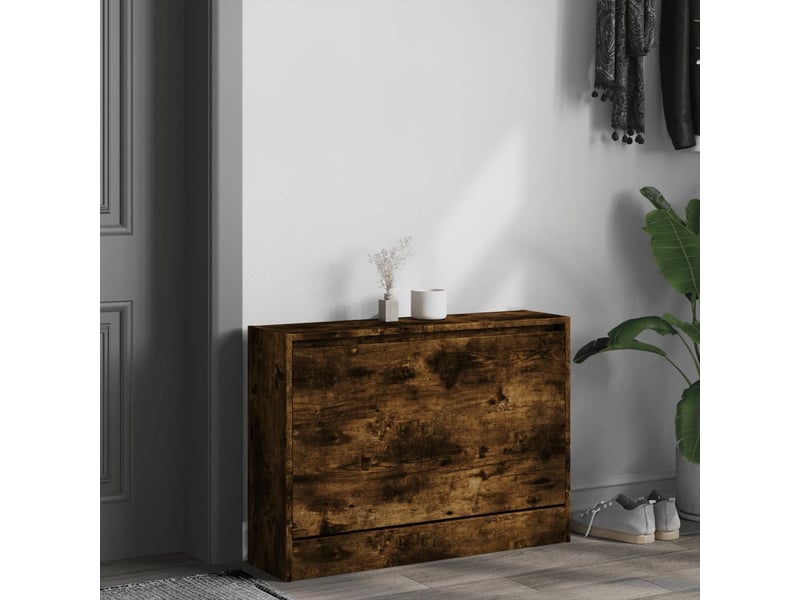  Meuble à chaussure | armoire à chaussures chêne fumé 80x21x57 cm bois ingénierie  - Conforama C
