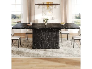 Table de salle à manger extensible 140-180x80x76,5 cm avec rangement dissimulé, plateau extensible, rayures verticales en relief, aspect bois - noir