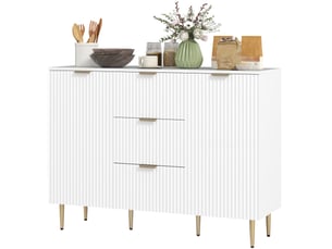 Buffet 2 porte(s)  3 tiroir(s) <strong>PANGIVO</strong> <strong></strong> - 120 cm coloris blanc 