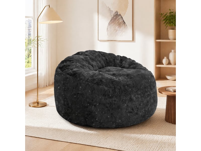  Fauteuil pouf 100x98x61 cm dossier haut courbé noir  - Conforama C