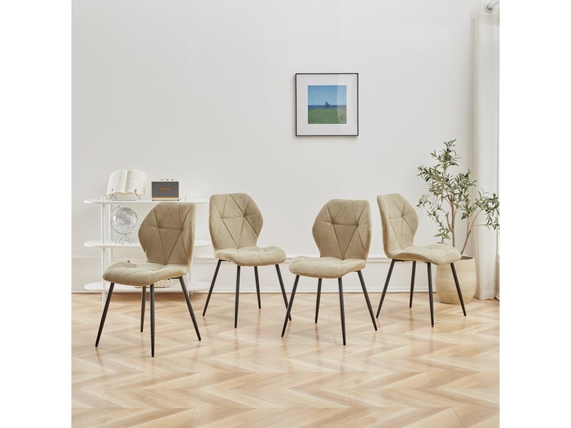  Lot de 4 chaises - chaise de salle à manger vintage en forme de diamant - chaise en lin - pieds en métal(vert) Grand-house - Conforama C