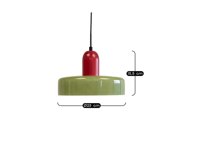  Suspension yori en verre et métal rouge et vert ø25 cm 62911 - Conforama C