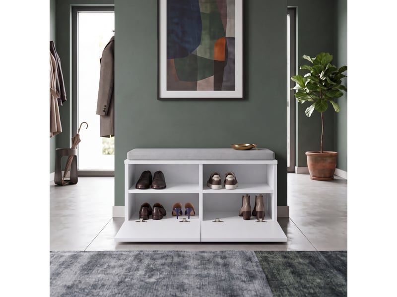  Banc à chaussures brande 42 x 80 x 35 cm blanc gris clair [en.casa]  - Conforama B