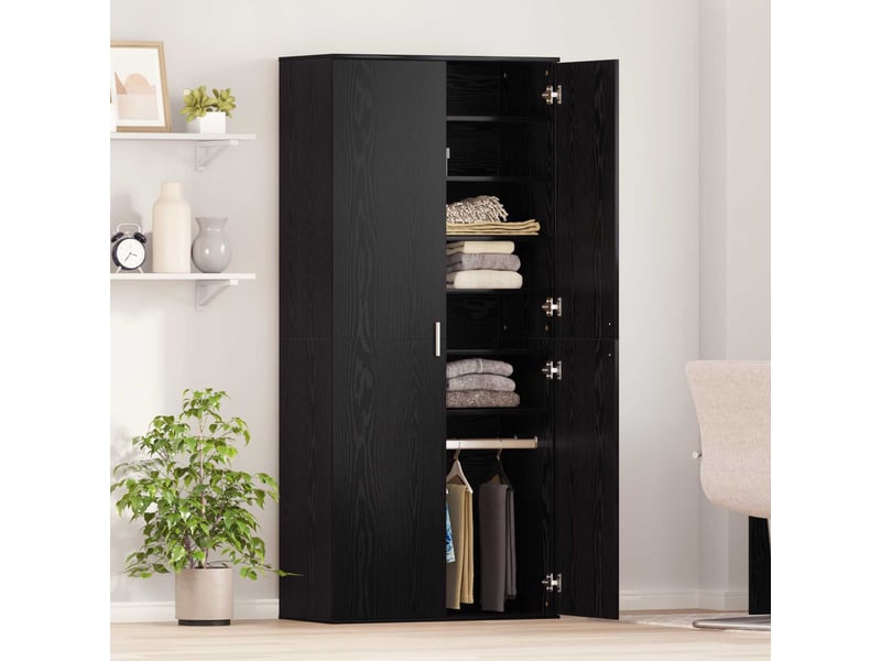 Haut armoire 80x39x178 cm bois d'ingénierie chêne noir - Conforama D