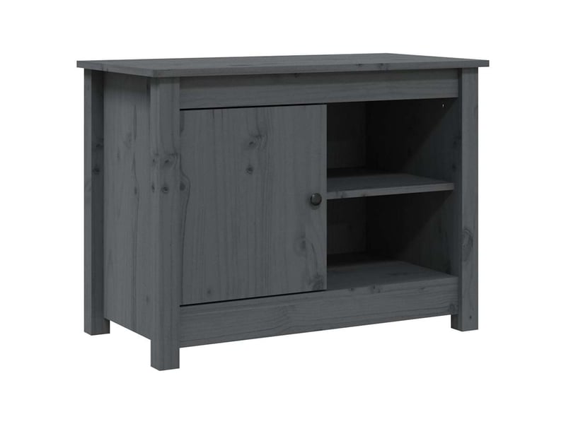  Meuble tv - banc tv - meuble de rangement gris 70x36,5x52 cm bois de pin massif  - Conforama A