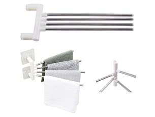 Porte serviette pivotante pour salle de bain, blanc, 4 bras rotatifs, aluminium, mur