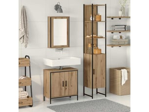 Ensemble de mobilier de salle de bain 3 pièces marron cf64482