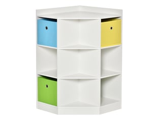 Étagère de rangement pour enfants, 3 tiroirs en non-tissé, mdf, stable, blanche