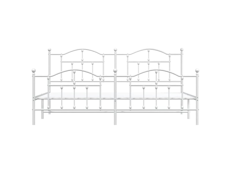 Lit double- lit adulte -  cadre de lit métal sans matelas et pied de lit blanc 200x200 cm  - Conforama D