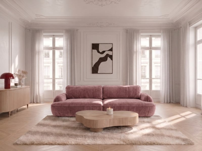  Bobochic canapé droit convertible 4 places celeste tissu lisse rose CELESTE - Conforama B
