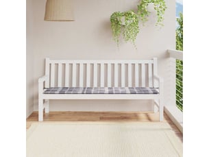 Coussin de banc de jardin, coussin d'assise motif à carreaux gris 180x50x3 cm cf52742