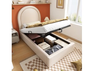 Lit coffre 90x200 cm VIVRYN coloris beige