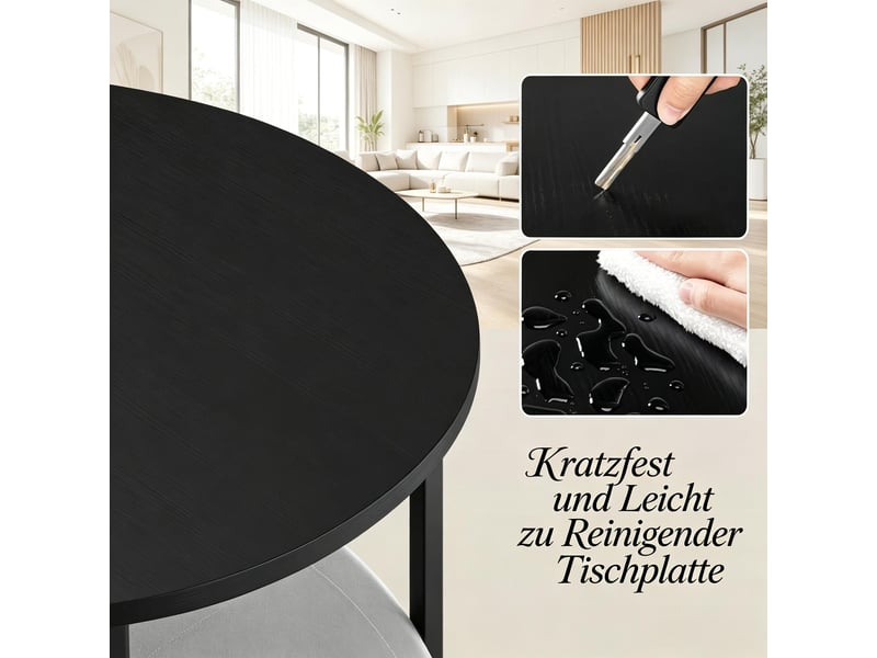  Table basse ronde avec panier de rangement pour salon en métal et panneau de particules ø 80 cm noir  - Conforama C