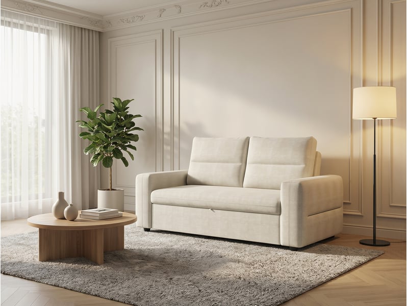 Canape droit convertible beige 2 places - Conforama Y