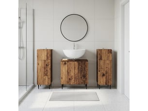 Ensemble de meuble de salle de bain 3 pièces zwolle bois ancien cf63539