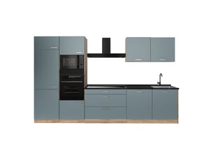 Vicco cuisine, bleu-grischêne doré, 340cm plan de travail anthracite