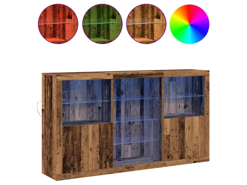  Buffet - bahut - meuble de rangement led bois ancien 181,5 x 37 x 100 cm bois d'ingénierie  - Conforama D