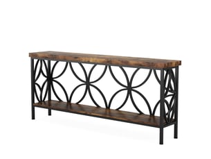 Console style industriel en bois et métal marron rustique et noir 160x29,5x80 cm
