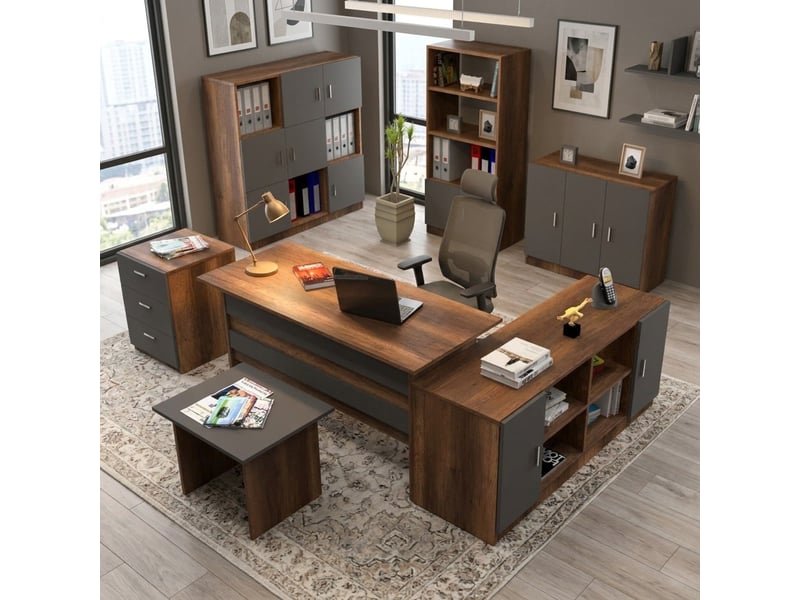  Ensemble de meubles de bureau avec bureau et rangements vaelith  - Conforama B