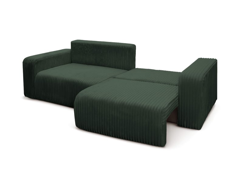  Canapé droit 3 places alya convertible en velours côtelé épais - vert foncé ALYA - Conforama D