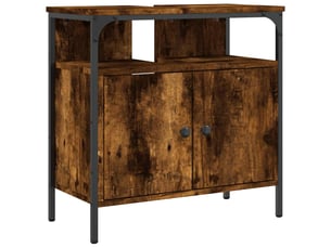 Armoire lavabo salle de bain, meuble de rangement chêne fumé 60x30x60 cm shl926