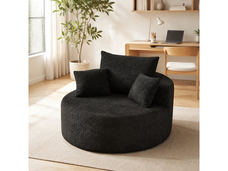  Fauteuil modulaire sans montage  - coussin de dossier avec appui-tête, chenille - noir, 33,0 × 33,0 × 133,0 cm  - Conforama C