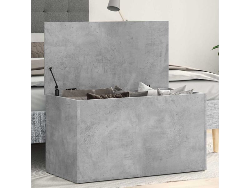 Coffre de rangement, boîte de rangement gris béton 84x42x46 cm bois d'ingénierie  - Conforama B