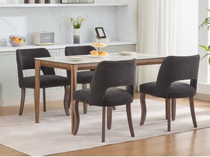 Chaises de salle à manger en bois 2 pièces, design moderne avec tissu rembourré, noir, idéales pour cuisine ou salle à manger, de1870bk
