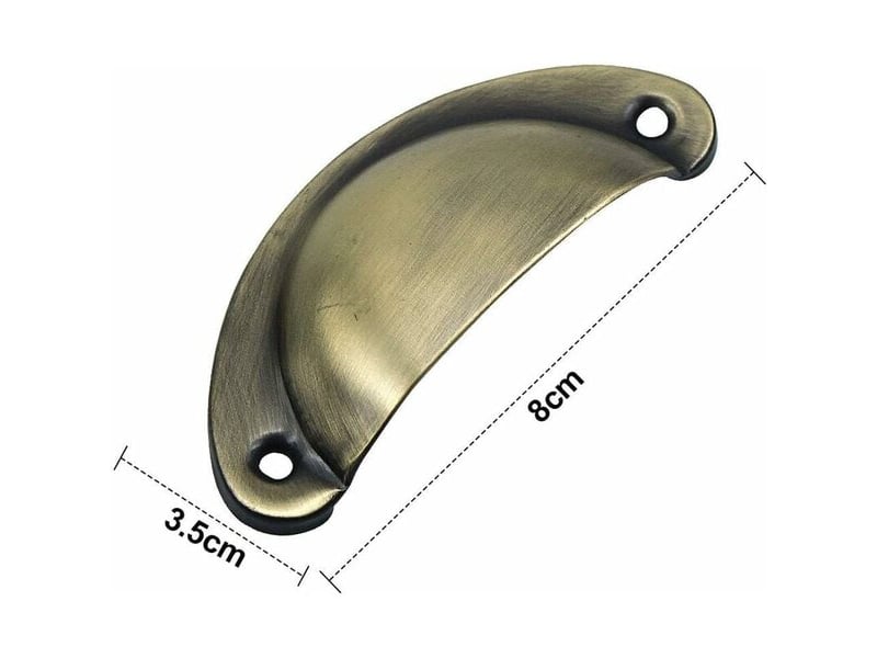 Jeu de 12 poignées vintage en forme de coquillage de 8x3,5 cm, poignées en fer rétro pour cuisine et tiroirs avec vis  - Conforama B