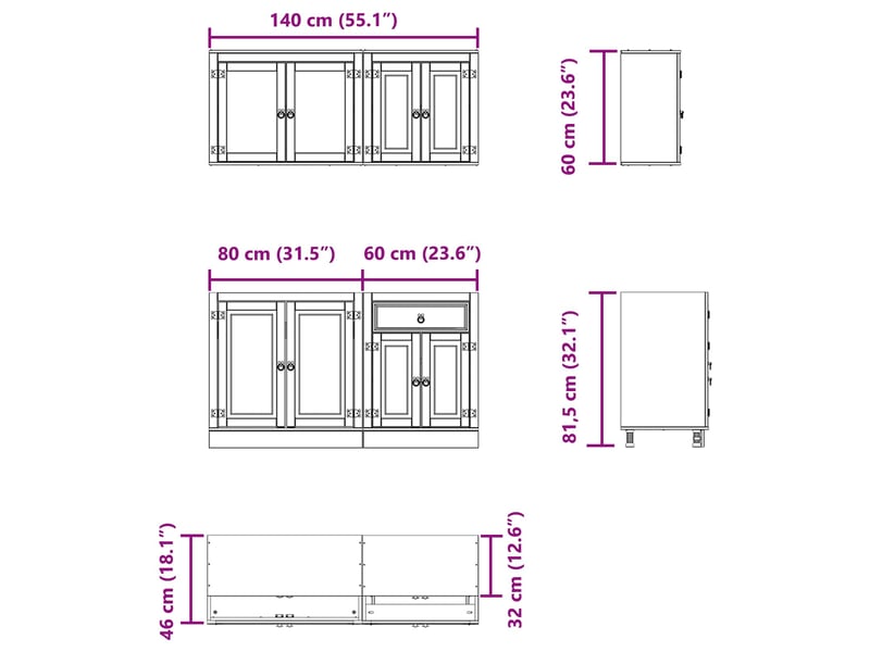 Vidaxl armoire avec étagère avec stockage 4 pcs miel pin massif  - Conforama C