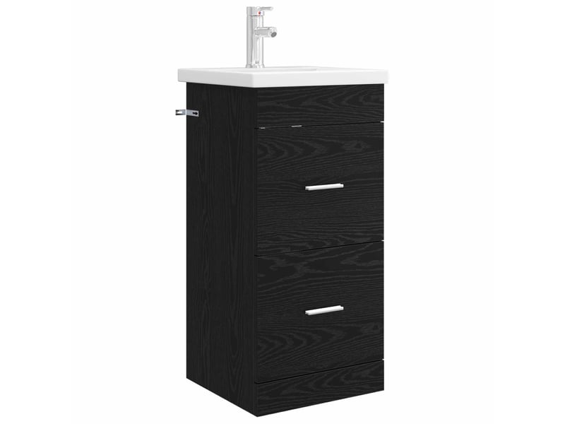  Meuble salle de bain avec évier, meuble de rangement chêne noir 42x40x84.5 cm shl9317  - Conforama A