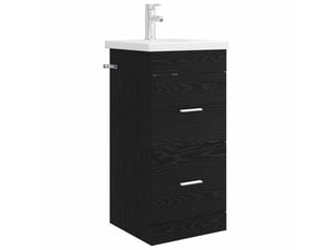 Meuble salle de bain avec évier, meuble de rangement chêne noir 42x40x84.5 cm shl9317