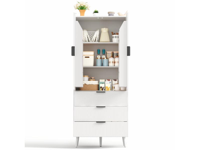  Buffet haut 2 portes et 3 tiroirs 75 x 35 x 180 cm homvra  - Conforama A
