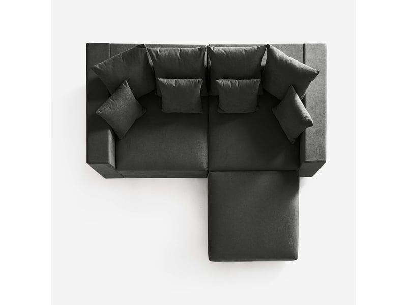  Canapé modulaire de salon déhoussable avec pouf et coussins cortina d - gris foncé  - Conforama D