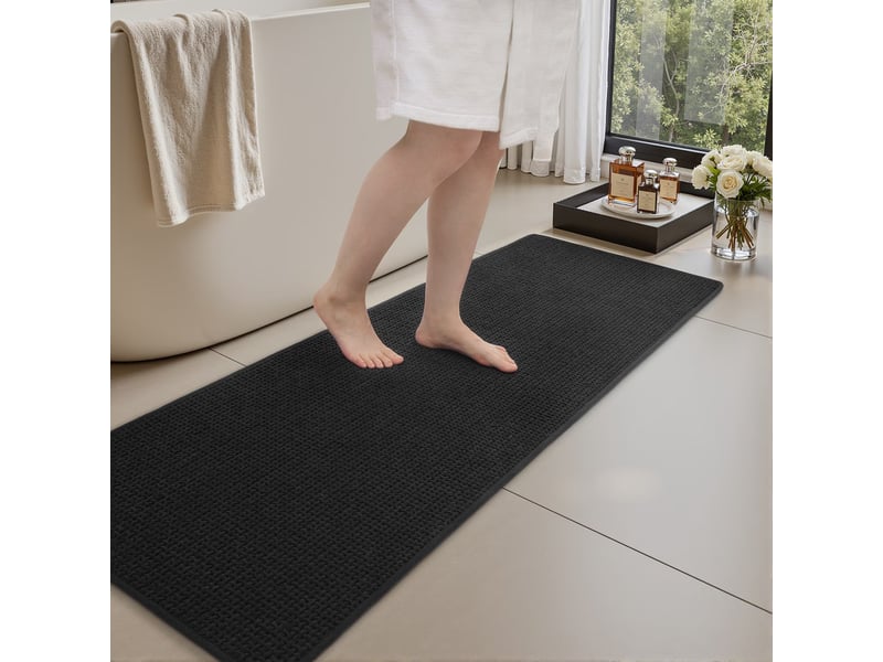  Tapis de bain en chenille antidérapant - 17 x 24 pouces - noir  - Conforama C