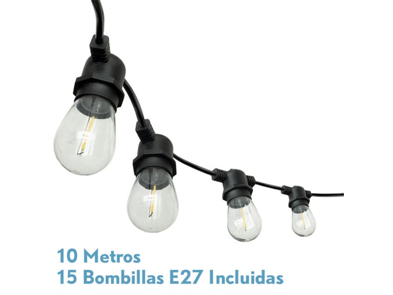  Guirlande lumineuse led fabrilamp verbena 10 m 15 ampoules e27 15 w 4000 k ip44 233210159 - Conforama A