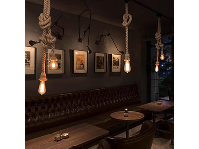  Lumière suspendue de double-tête de corde de chanvre pour manger,  longueur 100cm  - Conforama D