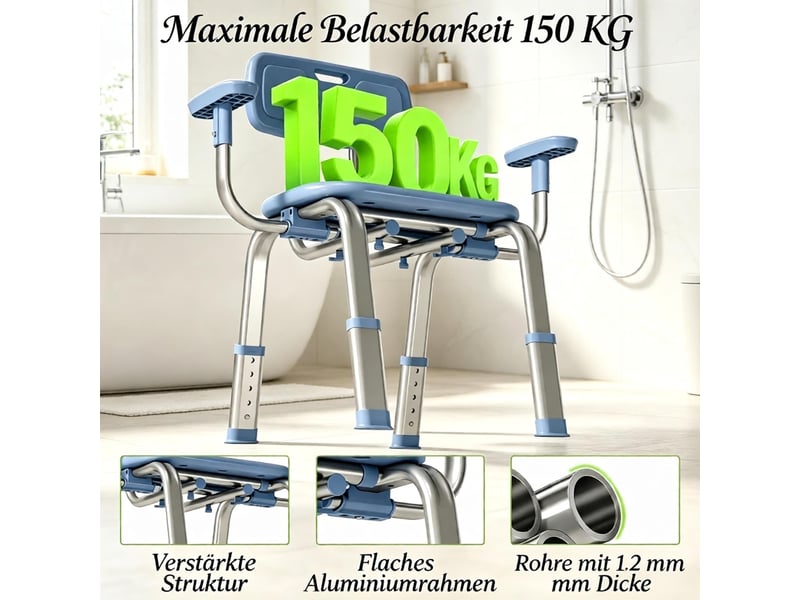 Chaise de douche ergonomique, hauteur et assise réglables pour salle de bain - Conforama E