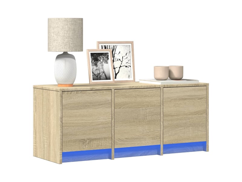  Meuble tv - banc tv - meuble de rangement avec led chêne sonoma 97x34x40 cm bois d'ingénierie  - Conforama B