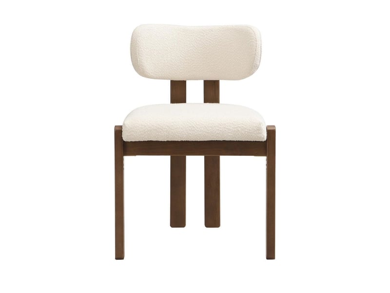 Chaises de salle à manger lot 6 bois massif confortables respirantes style moderne tissu bouclé couleur noyer  - Conforama A