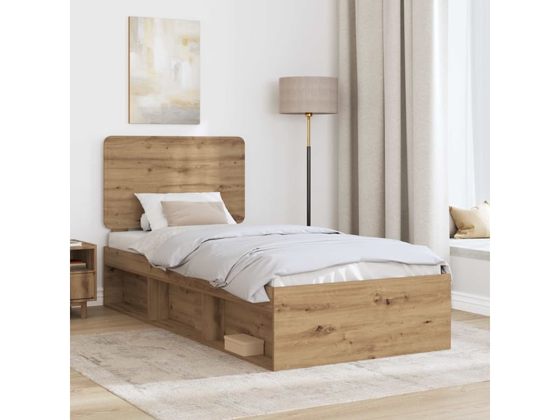  Lit simple- lit adulte -  cadre de lit chêne artisan 100 x 200 cm bois de pin massif  - Conforama B